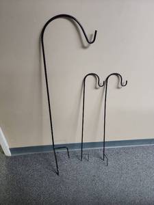 lot 514 image: 3 Black Metal Shepherds Hooks - One medium and two small