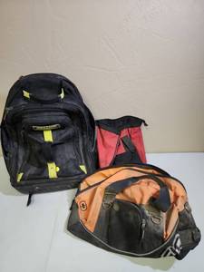 lot 578 image: AWP Tool Backpack (fairly clean inside, dusty on outside), Porter Cable and one other tool bag (both fairly dusty)