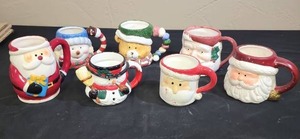 lot 681 image: Christmas Holiday Character Ceramic Mug Collection