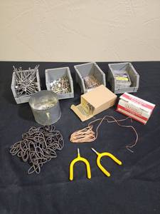 lot 232 image: Mixed Hardware Lot with Screws, Nails, Chain and Wire