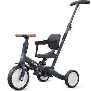 newyoo Tricycle for Toddlers 1-3, Toddler Bike, Trike with Push Handle, Perfect Boys and Girls Birthday Gift and Toys, Balance Bike with Backrest and Safety Belt, TR007, Dark Gray - Retail: $90