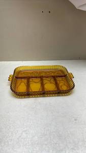 lot 424 image: Amber Glass Divided Fruit Tray