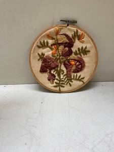 lot 456 image: Floral Embroidery Hoop Wall Art