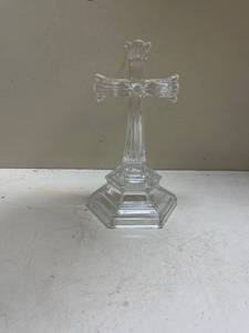 lot 458 image: Crystal Cross Standing Candlestick