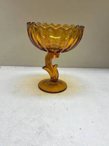 lot 534 image: Amber Glass Pedestal Compote