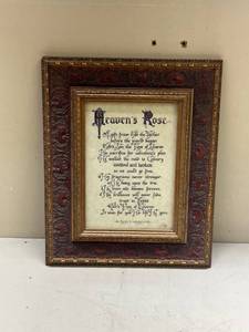 lot 540 image: Heavens Rose Religious Poetry Print in Ornate Gold Frame