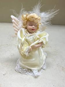 lot 548 image: Porcelain Angel Doll with Feather Wings