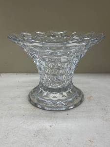 lot 551 image: Fostoria Crystal Glass Compote Bowl with Scalloped Edge - Manganese Glow under UV365nm