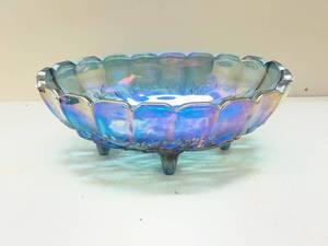 lot 552 image: Carnival Glass Footed Bowl with Grape Pattern