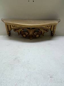 lot 576 image: Ornate Gold Painted Wall Shelf with Decorative Scrollwork