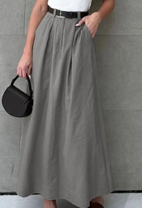 High-Waisted Grey Skirt - Large
