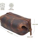 Leather Toiletry Bag for Men & Women with water resistant lining, Grooming kit, Travel Pouch, Unisex wash bag for Toiletries, Gifts for Men and Women - Retail: $35