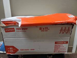 lot 3293 image: Staples Copy Paper 8.5x11 Letter Size - 5000 Sheets