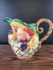 lot 3801 image: Decorative Fruit Basket Ceramic Pitcher