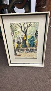 lot 3829 image: Park Scene Watercolor by Pointer