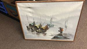 Ships at Sea Oil Painting