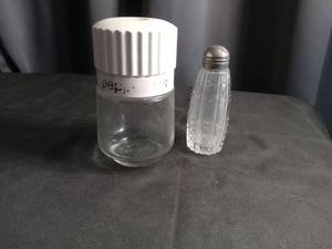 lot 2346 image: Glass Spice Jar and Salt Shaker Set
