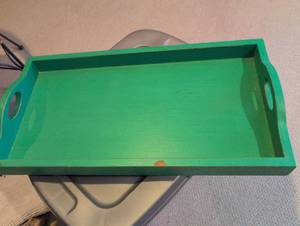 lot 2605 image: Green Wooden Serving Tray