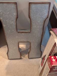 lot 2626 image: Large Metal Letter H Wall Decor