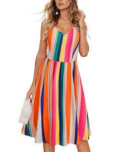 Women's Summer Dress Casual Floral V Neck Casual Beach Sundress(C38-Floral,Large)