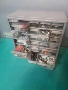 lot 28 image: 20-Drawer Plastic Parts Storage Cabinet with Hardware