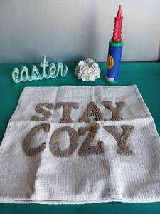 lot 9119 image: Stay Cozy Embroidered Pillow Cover