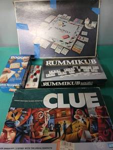 lot 9187 image: Classic Board Game Collection - Monopoly, Clue, Rummikub, Boggle - Retail $25