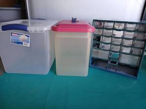 lot 9236 image: Craft Storage Organization Set with Multi-Drawer Cabinet and Containers - Retail $25