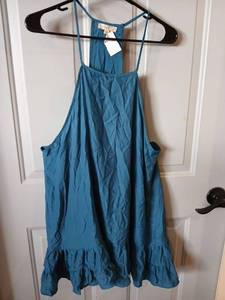 lot 9269 image: Womens Summer Dress Bundle - Wishlist Blue Halter and Red Striped Cold Shoulder Top - Retail $15