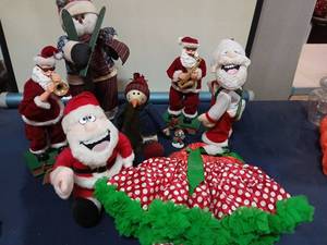 lot 9506 image: Christmas Holiday Decoration Collection - Santa Figures, Snowmen, and Musical Characters