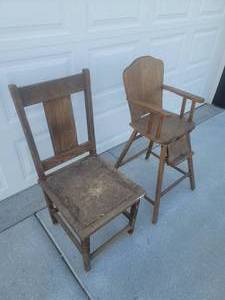 lot 7 image: Antique High Chair and Chair