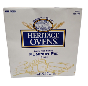 lot 3401 image: Heritage Ovens Home Baked Pumpkin Pie Frozen - 10 Thaw and Serve