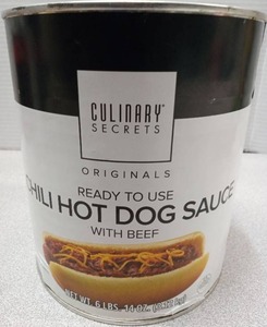 lot 3414 image: Culinary Secrets Chili Hot Dog Sauce with Beef 6 lbs - Best By July 30, 2027