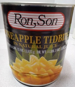 lot 3418 image: Ron Son Pineapple Tidbits in Natural Juice Large Can - Best by 10282027