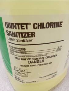 lot 3454 image: Quintet Chlorine Sanitizer Liquid Gallon Jug Industrial Grade
