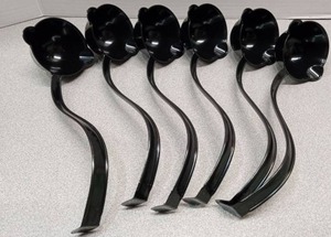lot 3462 image: Fineline Black Plastic Serving Ladles with Curved Handles, 11 inch 3.5oz (6 Pack)