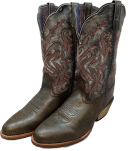 lot 3372 image: Smoky Mountain Boots Gray  with red and white stitching Size 9.5 Womens