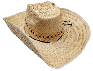 lot 3373 image: Western Style Straw Cowboy Hat with Black Trim