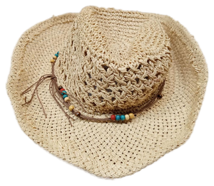 lot 3378 image: Straw Cowgirl Hat with Beaded Band (Size Small)