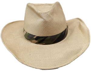lot 3382 image: Pugs Straw Cowboy Hat with Camo Lining (One Size Fits All)