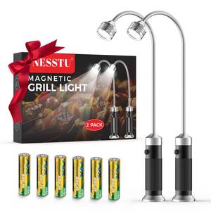 lot 4008 image: Grill Light Gifts for BBQ Lovers 2 Pack 8.3in Gooseneck with Strong Magnet - 360° Adjustable Hands Free Night Cooking Light Barbecue Accessories - Fathers Day Gifts for Dad Husband Men