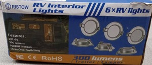 lot 4016 image: RISTOW 6-Pack RV Dimmable LED Ceiling Lights