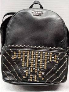 lot 4041 image: Victorias Secret Black Studded Backpack with Chain Details