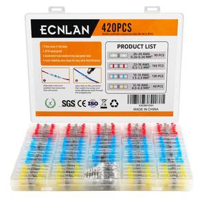 lot 4047 image: 420PCS Solder Seal Wire Connectors - ECNLAN Insulated & Waterproof Wire Connector Kit for Marine Automotive Motorcycle Electrical