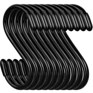 lot 4060 image: DINGEE 20 Pack Rubber Coated S Hooks for Hanging Plants,Heavy Duty S Hook,Non Slip 3 Inch Closet S Hooks,Steel Metal Black Vinyl Coated Small Hanging Hook for Jeans Pots and Pans Coffee Cups
