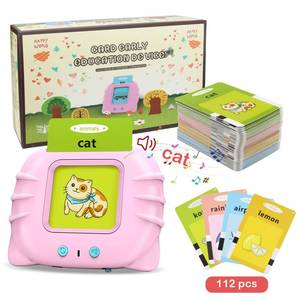 lot 4070 image: Topcolor Educational Toy for Kids Listen and Learn Literacy Audible Flash Cards for Toddlers 1 2 3 4 5 6 Years Old Boys Girls Flashcards Device with 112 pcs Double-Sided Cards 224 Words, Pink Reader