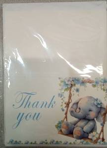 lot 4079 image: Thank You Cards with Elephant Design 24 pk