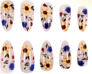 lot 4080 image: Press On Nails with Floral Design
