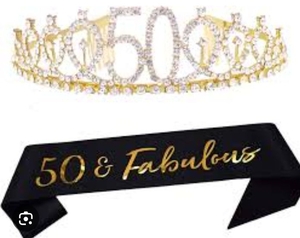 lot 4082 image: 50th Birthday Tiara and Sash Set