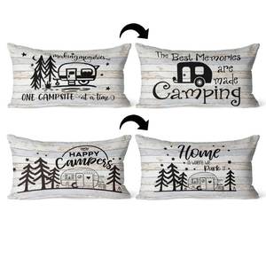 lot 4218 image: SiuSue Campers Decor Reversible Throw Pillow Case, Double Sided 12 x 20 Inch Set of 4, Camping Lovers Gifts, Campers Gifts, Trailer Decor Cushion Cover for Sofa Couch Bed